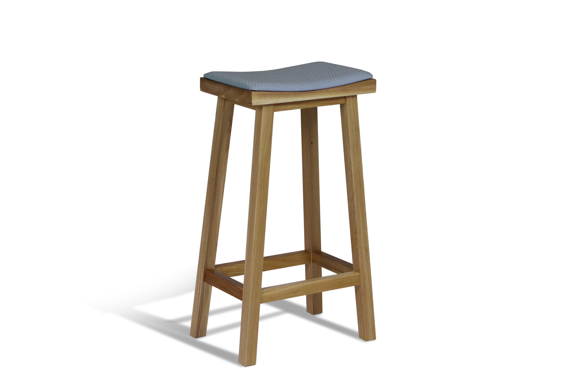 high oak wooden four legged stool upholstery seat