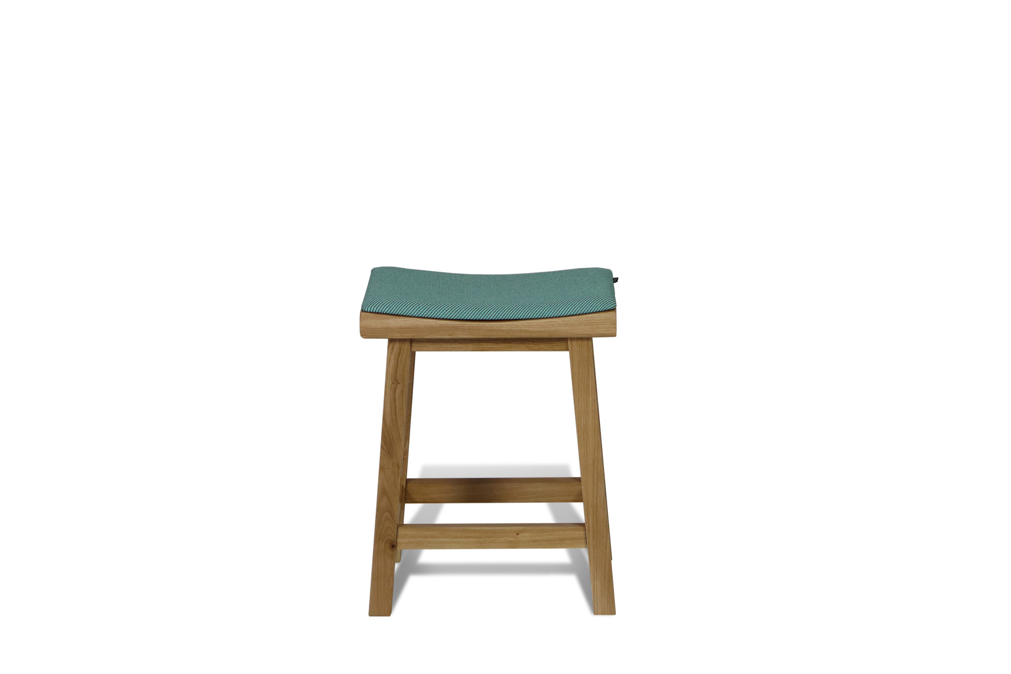 low oak wooden four legged stool upholstery seat
