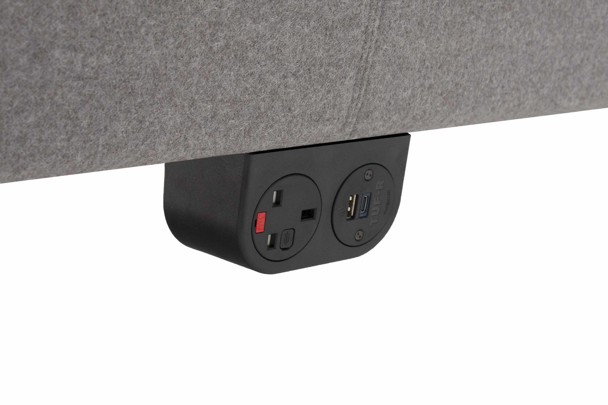 'under-seat' charging and power module, (1 x UK, 2 x USB) including starter cable to a 13 Amp UK plug